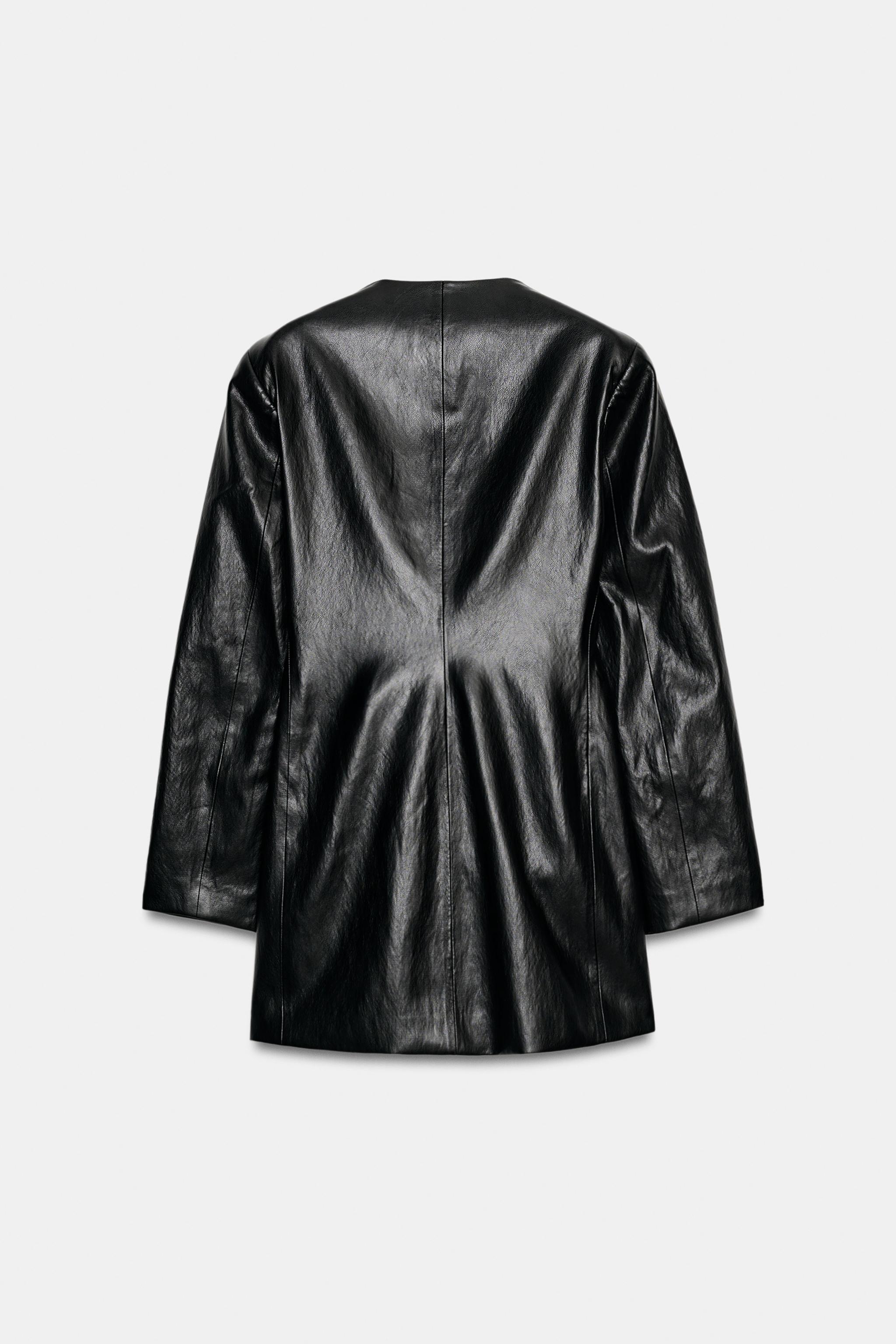 FAUX-LEATHER EFFECT DRESS WITH GOLD APPLIQUÉ